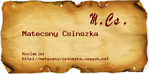 Matecsny Csinszka névjegykártya